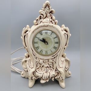 ⬇Vintage Lanshire Porcelain Mantle Clock | Romantic Baroque Style  Electric Move